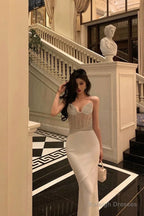 Gorgeous Mermaid Sweetheart Date Night Dress White Prom Dresses Party Dress Birthday Outfits