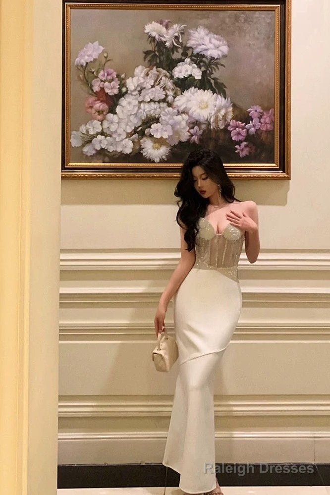 Gorgeous Mermaid Sweetheart Date Night Dresses White Prom Dress Birthday Outfits