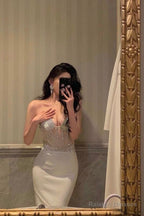 Gorgeous Mermaid Sweetheart Date Night Dress White Prom Dresses Party Dress Birthday Outfits