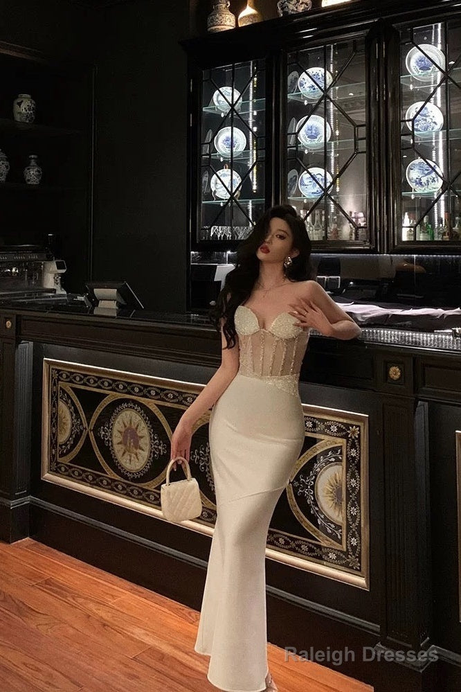 Gorgeous Mermaid Sweetheart Date Night Dress White Prom Dresses Party Dress Birthday Outfits Main image