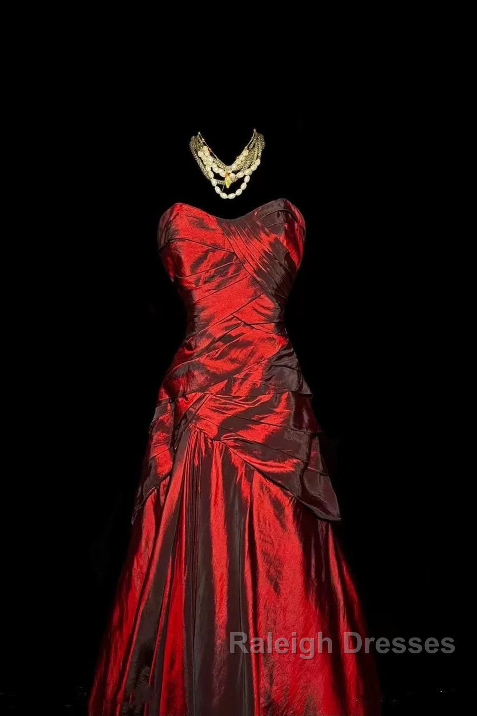 Gorgeous Mermaid Sweetheart Red Taffeta Long Evening Dress Prom Dresses