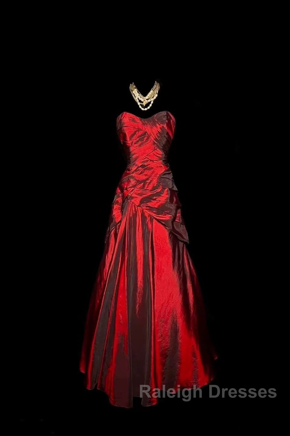 Gorgeous Mermaid Sweetheart Red Taffeta Long Prom Dresses