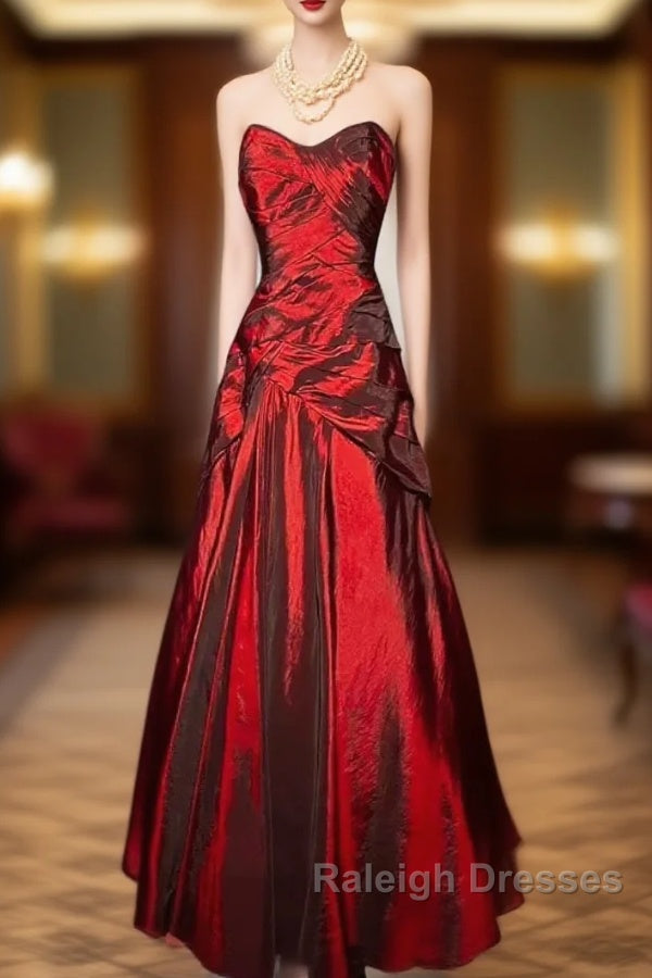 Gorgeous Mermaid Sweetheart Red Taffeta Long Prom Dresses Main image