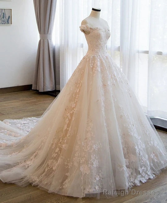 Gorgeous Off The Shoulder Lace Wedding Dresses Tulle Vintage Bridal Gown
