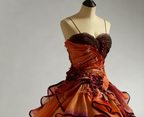 Gorgeous Ombre Spaghetti Straps A-Line Layered Tulle Prom Dress Long Prom Gown