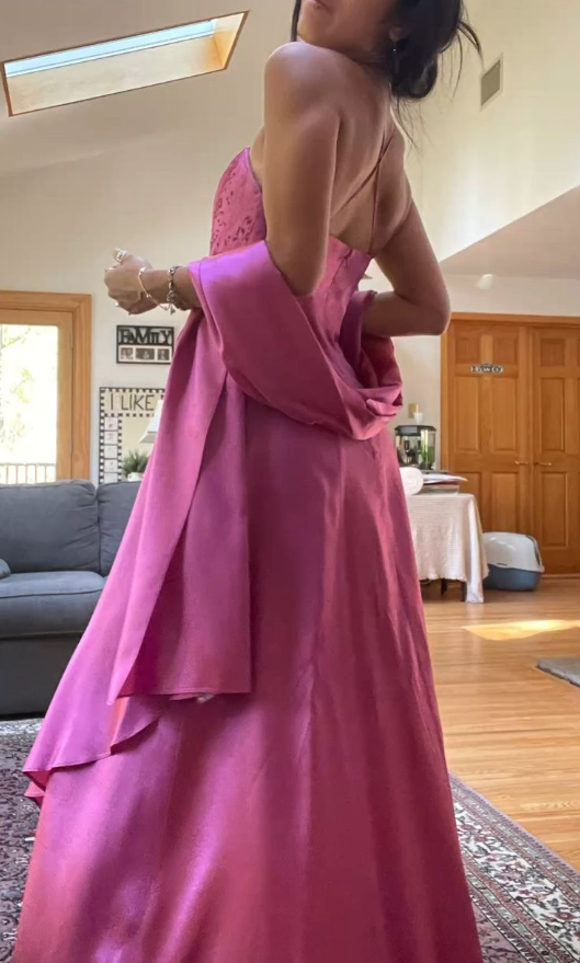 Gorgeous Pink A-Line Beaded Prom Dresses Long Prom Gowns