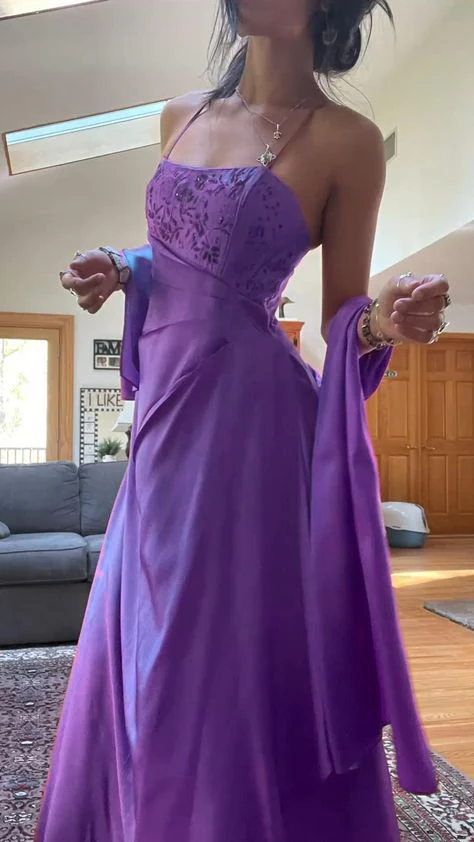 Gorgeous Pink A-Line Beaded Prom Dresses Long Prom Gowns