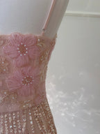 Gorgeous Pink Slim Square Neck 3D Flower Sequin Tassel Long Formal Prom Dress