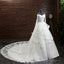 Gorgeous Princess Lace Appliques Beading Off Shoulder Ruffles Ball Gown Detachable Watteau Train Wedding Dress
