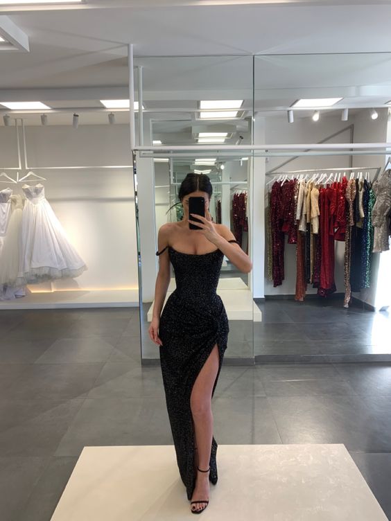 Gorgeous Prom Dress Sequin Prom Dress Long Prom Gown Black Prom Dresses