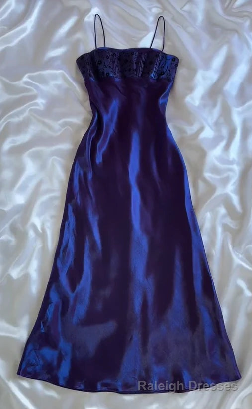 Gorgeous Purple Satin A Line Long Prom Dress Formal Evening Dress Main image