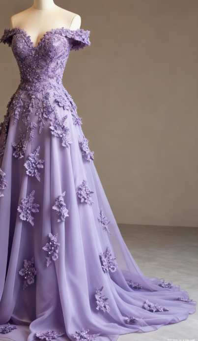 Gorgeous Red A-Line Off-The-Shoulder Tulle Beaded Prom Dresses Long Prom Applique Prom Dresses