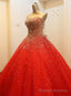 Gorgeous Red Long Tulle Gown, Sparkle Handmade Formal Dresses