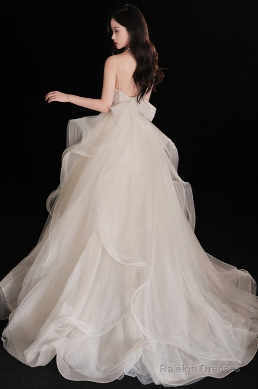 Gorgeous Ruffled Ballgown Tier Wedding Dress With Spaghetti Straps