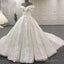 Gorgeous Sequin Wedding Dress White A-Line Off The Shoulder Bridal Gowns