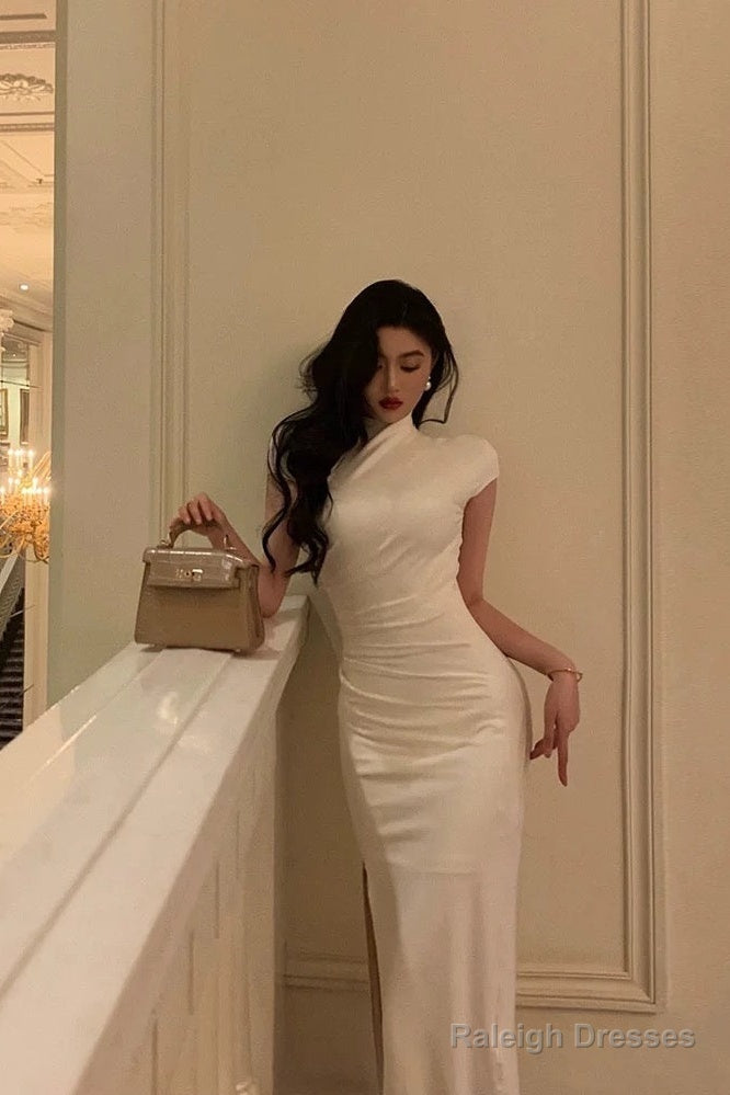 Gorgeous Sheath High Neckline White Date Night Dress Prom Dresses Party Dress Birthday Outfits