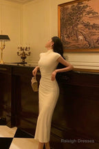 Gorgeous Sheath High Neckline White Date Night Dress Prom Dresses Party Dress Birthday Outfits