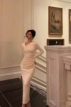 Gorgeous Sheath Long Sleeves Ivory Date Night Dresses Prom Dress Long Birthday Outfits