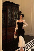 Gorgeous Sheath Spaghetti Straps Black Date Night Prom Dresses Birthday Outfits