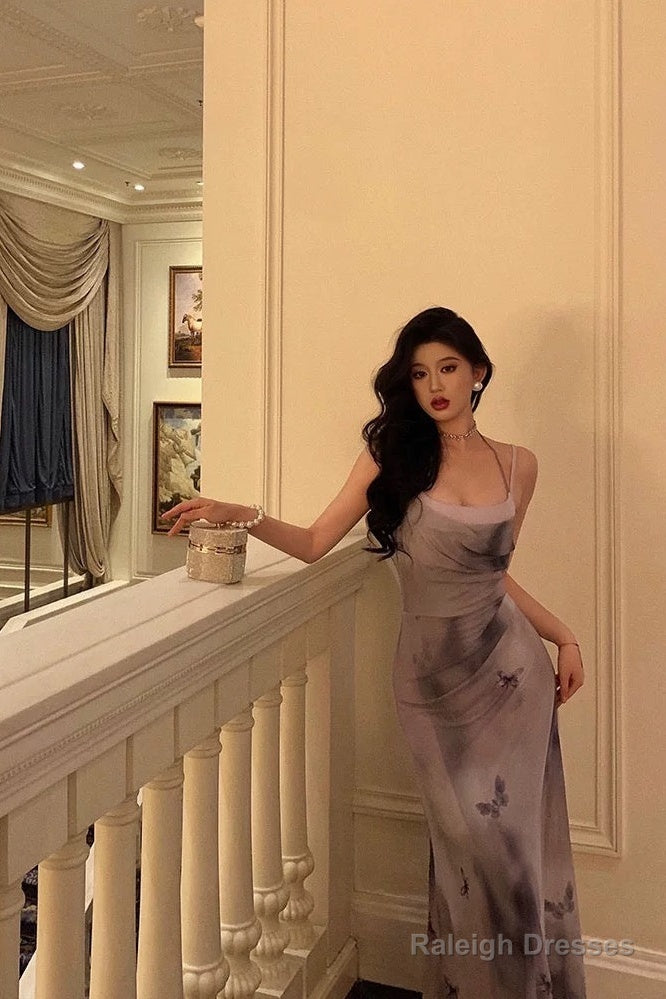 Gorgeous Sheath Spaghetti Straps Date Night Dress Long Prom Dresses Birthday Outfits