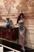 Gorgeous Sheath Spaghetti Straps Date Night Dress Long Prom Dresses Birthday Outfits