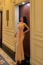 Gorgeous Sheath Spaghetti Straps Pink Chiffon Date Night Dress Long Prom Dresses Birthday Outfits