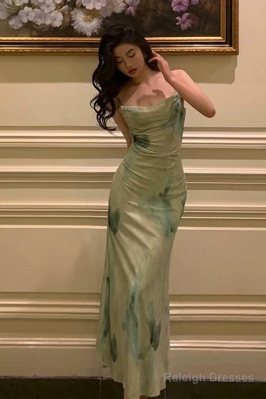 Gorgeous Sheath Spaghetti Straps Sage Green Date Night Dress Prom Dresses Birthday Outfit Secondary image