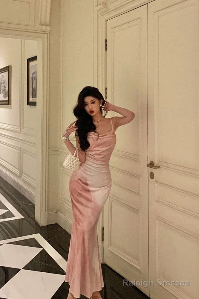 Gorgeous Sheath Spaghetti Straps Sleeveless Pink Date Night Dress Prom Dresses Birthday Outfit