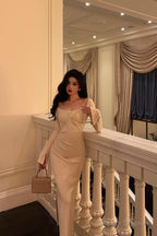 Gorgeous Sheath Square Neckline Long Sleeves Date Night Dress Prom Dresses Birthday Outfits