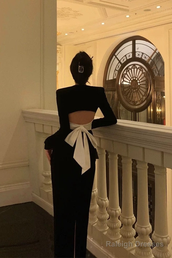 Gorgeous Sheath Strapless Long Sleeves Black Date Night Dresses Prom Dress Birthday Outfit