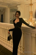 Gorgeous Sheath Strapless Long Sleeves Black Date Night Dresses Prom Dress Birthday Outfit