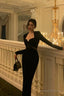 Gorgeous Sheath Strapless Long Sleeves Black Date Night Dresses Prom Dress Birthday Outfit