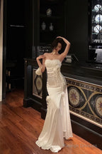 Gorgeous Sheath Strapless White Date Night Dresses Prom Dress Long Birthday Outfits