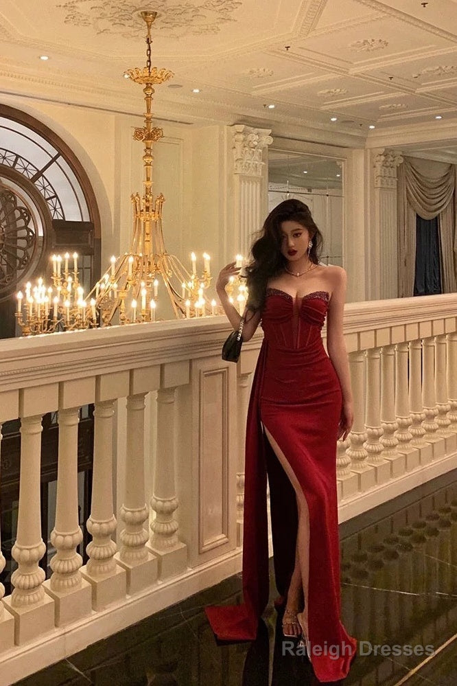 Gorgeous Sheath Sweetheart Red Sleeveless Date Night Dress Prom Dresses Birthday Outfits Main image