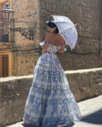 Elegant Floral Print Chiffon Prom Dress Long Prom Dress