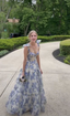 Elegant Floral Print Chiffon Prom Dress Long Prom Dress