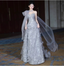Gorgeous Silver Gray A-Line Strapless Sequined Train Formal Prom Dress
