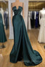 Gorgeous Spaghetti-Straps Crystal Mermaid Evening Dress With Detachable Train