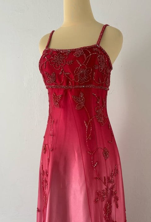 Gothic Vintage Prom Dresses Under $170??Gorgeous Spaghetti Straps Beading Applique Gradient Blue Sleeveless Long Prom Dresses