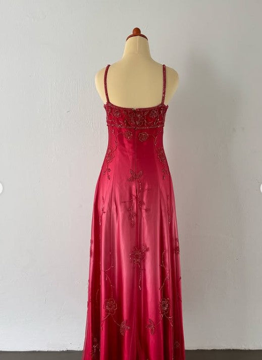 Gothic Vintage Prom Dresses Under $170??Gorgeous Spaghetti Straps Beading Applique Gradient Blue Sleeveless Long Prom Dresses