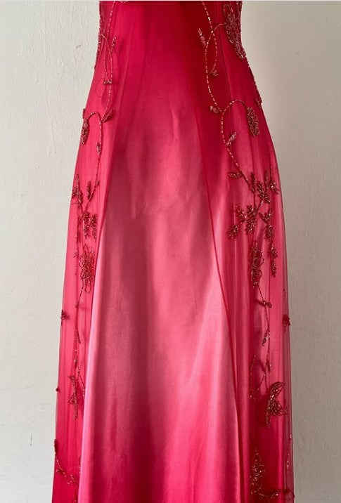 Gothic Vintage Prom Dresses Under $170??Gorgeous Spaghetti Straps Beading Applique Gradient Blue Sleeveless Long Prom Dresses