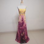 Gorgeous Strapless A-Line Printed Chiffon Long Formal Prom Dress