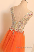 Gorgeous V Neck Open Back Orange Short Prom Homecoming Dress Short Orange Prom Dress