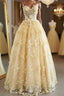 Gorgeous Yellow Lace Appliques Long Prom Dress, Yellow Lace Formal Dress, Yellow Evening Dress
