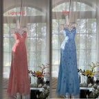 Gorgeous Butter Yellow Spaghetti Straps A-Line Tulle Beaded Prom Dress Long Backless Prom Gown