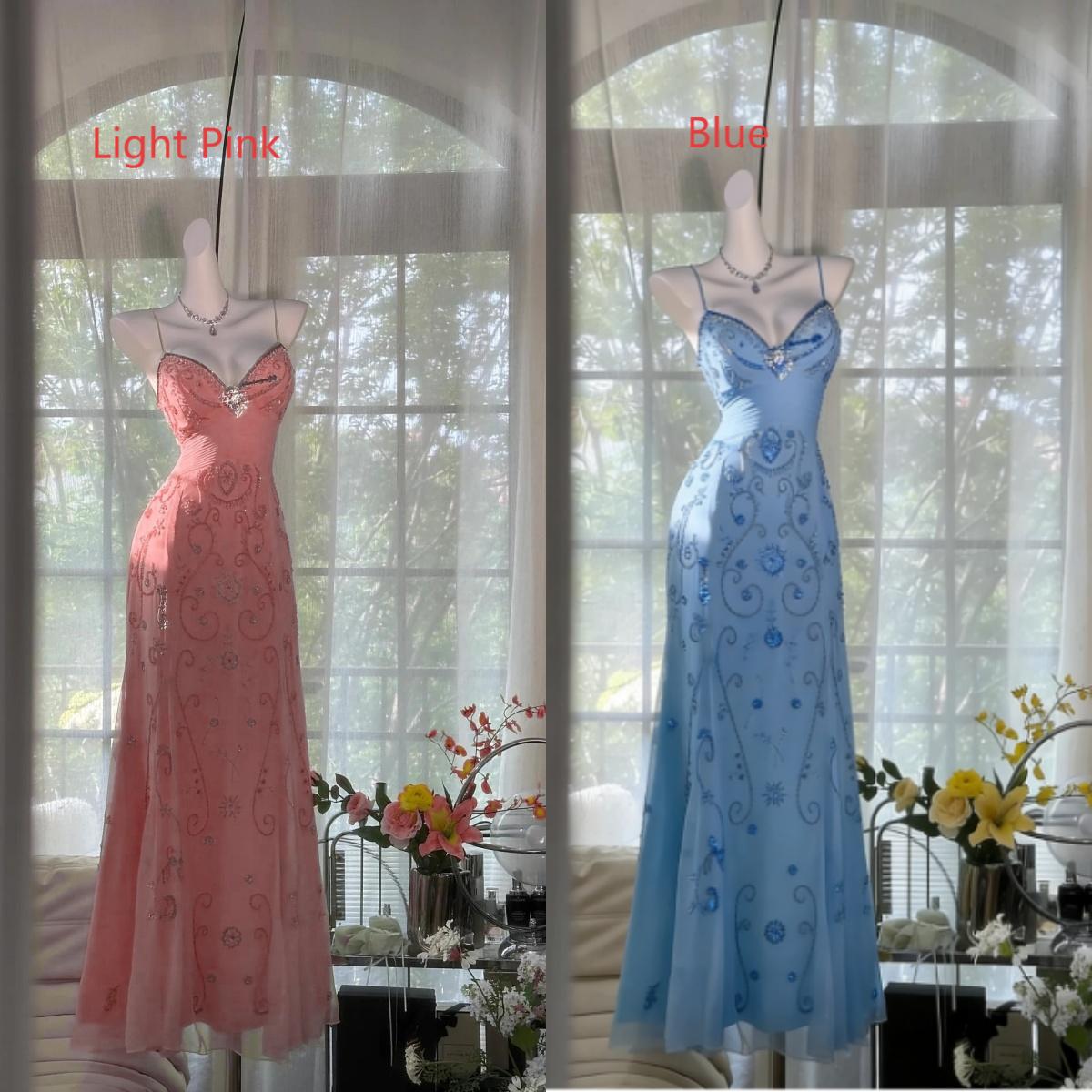 Gorgeous Butter Yellow Spaghetti Straps A-Line Tulle Beaded Prom Dress Long Backless Prom Gown