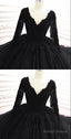 Gothic Black Wedding Dress With Sleeves Prom Dress