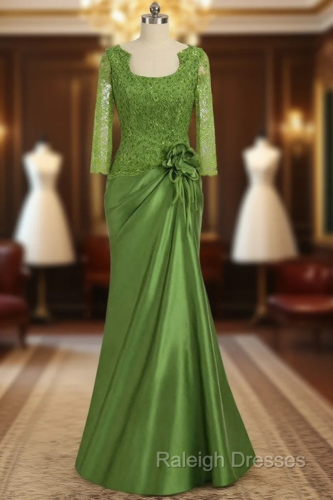 Graceful Green Mother Of The Bride Dresses Mermaid Long Sleeves Lace Main image