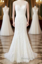 Graceful Illusion Appliques Mermaid Wedding Dress