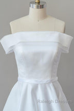 Graceful Long Ball Gown Off Shoulder Satin Wedding Dresses